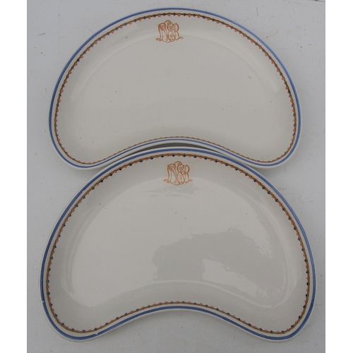 498 - London North Eastern Railway table china kidney dishes by George Jones & Sons, dated 1928 & 1930, 9 ... 