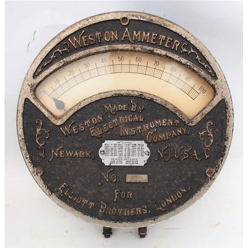 50 - Large Ammeter manufactured by Western Electrical Newark, USA, marked 