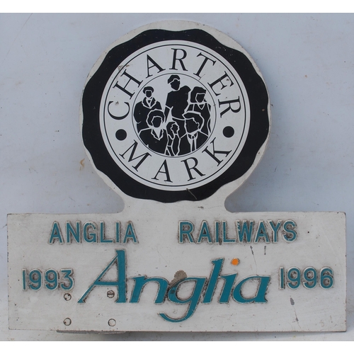 60 - Anglia Railways train headboard, cast alloy, 