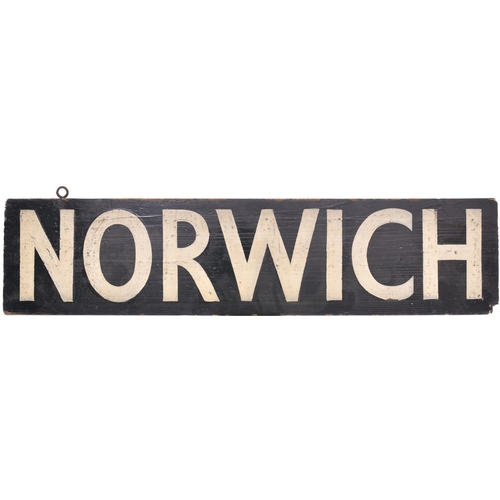 105 - A destination board, NORWICH, ex Liverpool Street, painted wood, 22¼