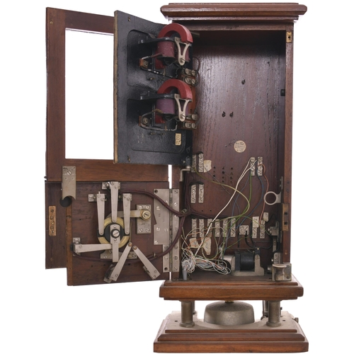 16 - An LNWR double line block instrument with bell, WARRINGTON No 2, and MAIN LINES ivorine plates, disc... 