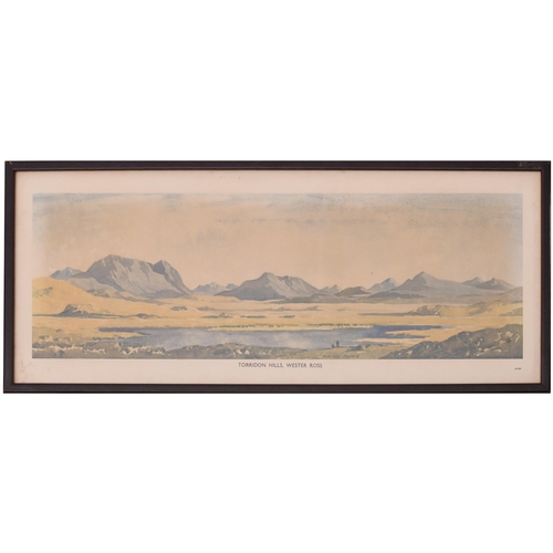 A carriage print, Torridon Hills, Wester Ross, by Douglas McLeod, modern frame, fading. (Postage Band: N/A)