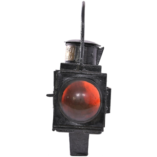 100 - A GCR brake van lamp, with red and white bull's eye lenses and a large brass plate, GCR RETFORD 3461... 