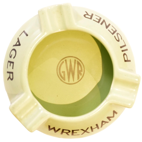 113 - A GWR ashtray, WREXHAM PILSNER LAGER, with the GWR roundel in the centre, by Royal Doulton. Lime gre... 