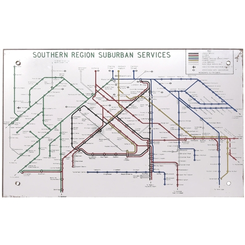 117 - A BR(S) carriage mirror map of the suburban system, the area bounded by Windsor, Dartford, Sevenoaks... 