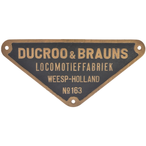 128 - A worksplate, DUCROO & BRAUNS, 163, 1928. This Dutch builder mostly provided steam engines for the D... 