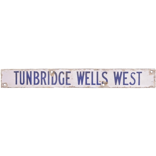 130 - A Southern Railway destination plate, TUNBRIDGE WELLS WEST, from the Brighton train departure indica... 