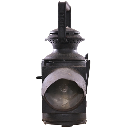 131 - A Lancashire and Yorkshire Railway three aspect handlamp with blackout cowl, the case stamped BANK H... 