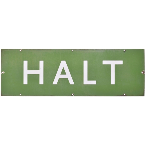 149 - A BR(S) station sign, HALT, (flangeless), from Milborne Port on the West of England main line betwee... 