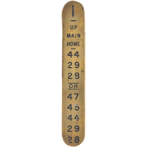 152 - A GWR signal lever plate, 1, UP MAIN HOME 44, engraved brass, length 10¼