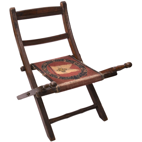 155 - A deck chair, the cloth seat woven with coat of arms L&NWSS Co, wood in excellent condition, a littl... 