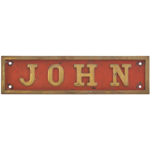 157 - A nameplate JOHN from a standard gauge 0-6-0 saddle tank built by Manning, Wardle & Co Ltd. Leeds, w... 