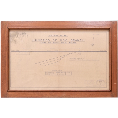 160 - A Southern Railway signal box diagram, HUNDRED OF HOO BRANCH, SIDING FOR MESSRS BERRY WIGGINS, shows... 