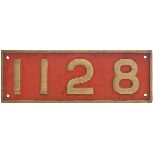 163 - An East African Railways cabside numberplate, 1128, from a metre gauge 2-6-2T built by Vulcan Foundr... 