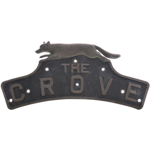 166 - A nameplate, THE GROVE, accompanied by a well original polished fox, from the LNER D49 Class 4-4-0 N... 