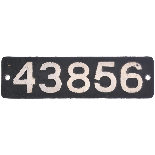 168 - A smokebox numberplate, 43856, from a Midland Railway 3835 Class 0-6-0 No 3856 built at Derby in 191... 