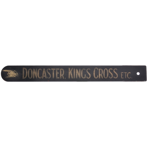 188 - A fingerboard, DONCASTER, KINGS CROSS, etc, with pointing hand, painted wood, steel end, length 42