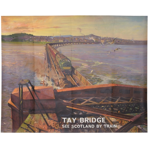 194 - A BR(Sc) quad royal poster, TAY BRIDGE, SEE SCOTLAND BY TRAIN, by Terrance Cuneo. (B34040) (Postage ... 