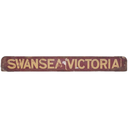 203 - A small carriage board, PONTARDULAIS-SWANSEA VICTORIA, used on trains on the southern end of the Cen... 