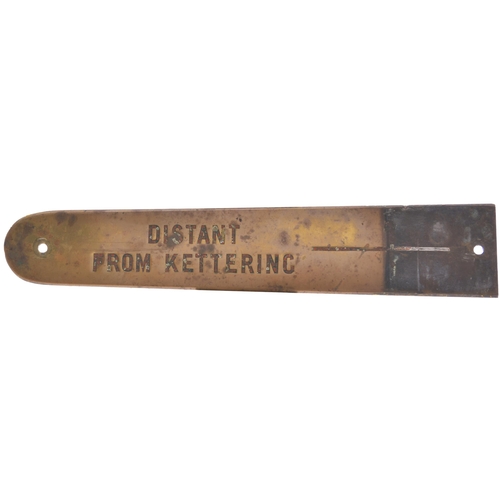 221 - A Midland Railway signal lever plate, DISTANT FROM KETTERING, engraved brass, 14