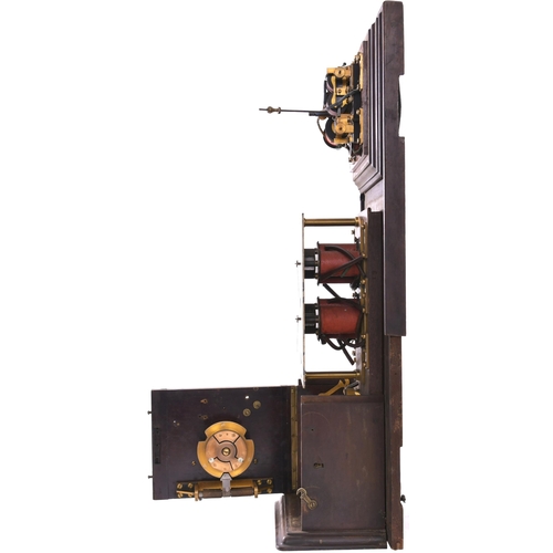 78 - A Tyers double line block instrument and bell mounted on its original backboard. Overall height 30½