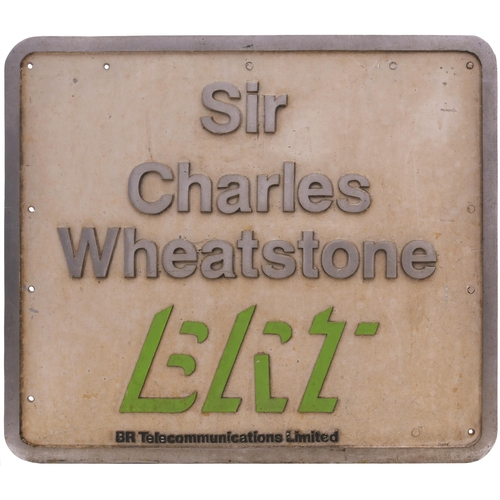 86 - A nameplate, SIR CHARLES WHEATSTONE BRT, from a BR Class 20 diesel electric D8187 built by English E... 