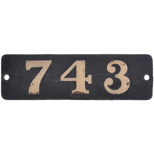 87 - An LMS smokebox numberplate, 743, from a Midland Railway 2781 Class 4-4-0 No 833 built at Derby in 1... 