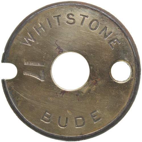 90 - A Tyers No 6 single line tablet, WHITSTONE-BUDE, (brass/steel), the final section of the route from ... 