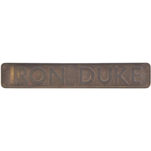 93 - A nameplate, IRON DUKE, from the BR Standard Class 7 Britannia 4-6-2 No 70014 built at Crewe and tak... 