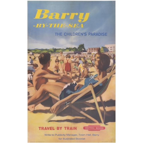 96 - A BR(W) double royal poster, BARRY BY THE SEA, by A Laurent, a classic beach scene. (PR 188/61)