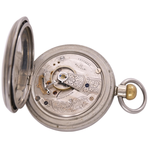 99 - A Brecon and Merthyr Railway pocket watch, by Waltham, the back of the outer case clearly engraved B... 