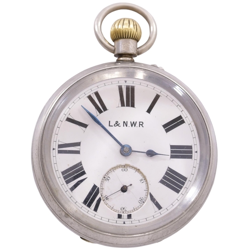 187 - An LNWR pocket watch, by Rotherhams, the face marked with the company initials, the back of the oute... 