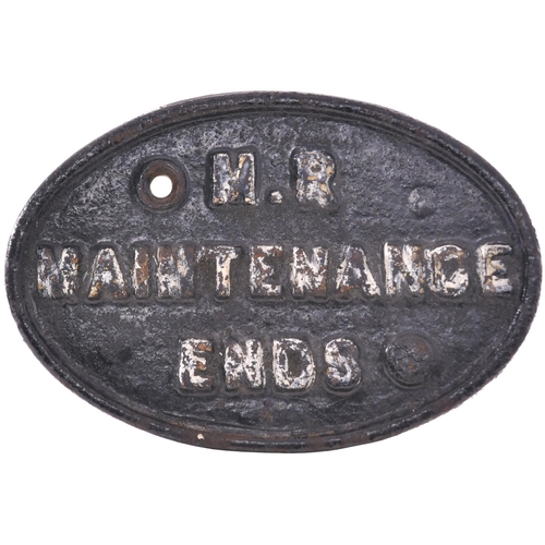 638 - Midland Railway boundary plate, MR MAINTENANCE ENDS, cast iron, 6