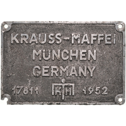 9 - Worksplate, KRAUSS-MAFFEI, MUNCHEN, 17811, 1952, from a 2'6