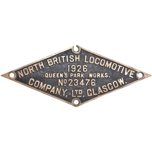 14 - A worksplate, NORTH BRITISH LOCOMOTIVE Co, QUEENS PARK WORKS, 23476, 1926, from a LMS Class 4F 0-6-0... 
