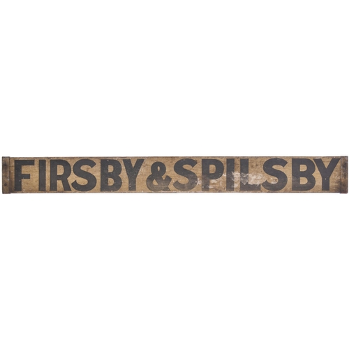 191 - An LNER carriage board, FIRSBY & SPILSBY. The Lincolnshire branch line closed in 1939. Painted wood,... 