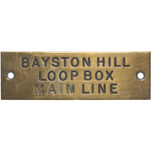 192 - A GWR signal box shelf plate, BAYSTON HILL LOOP BOX, MAIN LINE, a box south of Shrewsbury on the lin... 