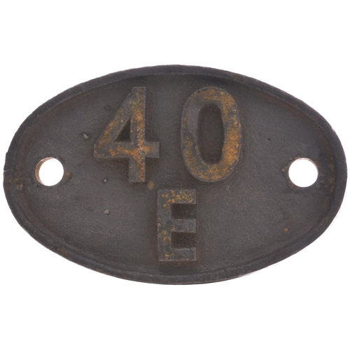 37 - A shedplate, 40E, Langwith Junction (1948-July 1958), Colwick (July 1958-January 1966). Ex loco cond... 