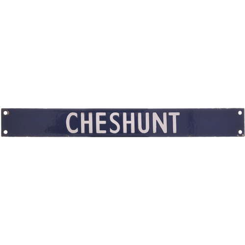 41 - A destination indicator, CHESHUNT, from the Liverpool Street departure board. Enamel, length 12