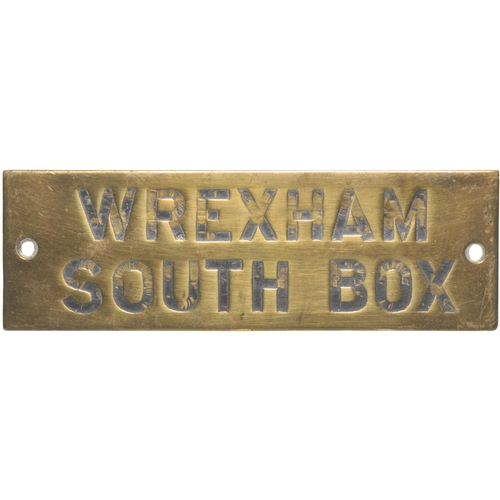42 - A GWR signal box shelf plate, WREXHAM SOUTH BOX. Engraved brass, 4¾