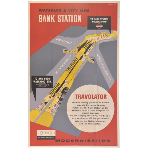 48 - A BR(S) double royal poster, BANK STATION, WATERLOO & CITY LINE TRAVOLATOR, by Studio Seven. (AD7938... 