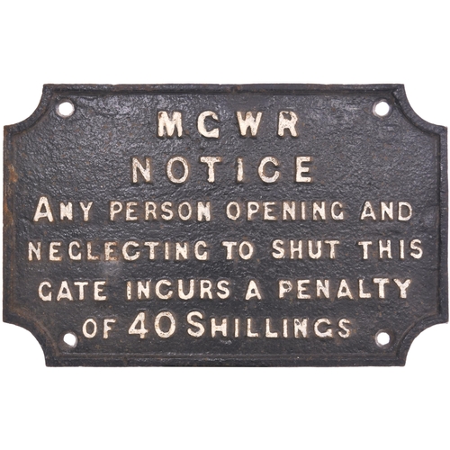 5 - A Midland Great Western Railway (Ireland) gate notice. Cast iron, 12