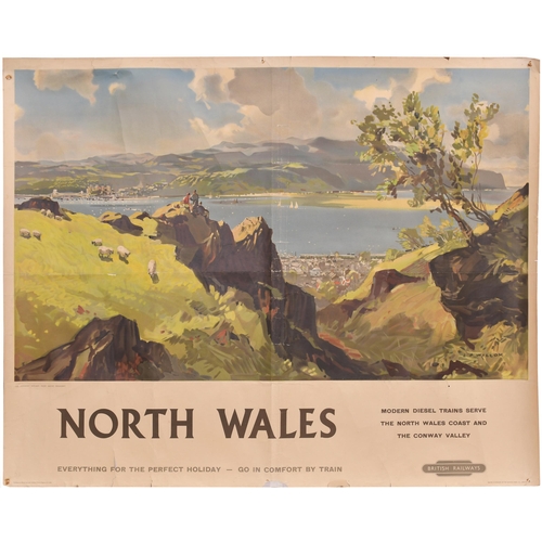 50 - A BR(M) quad royal poster, NORTH WALES, THE CONWAY ESTUARY FROM ABOVE DEGANWY, by L.A. Wilcox. Centr... 