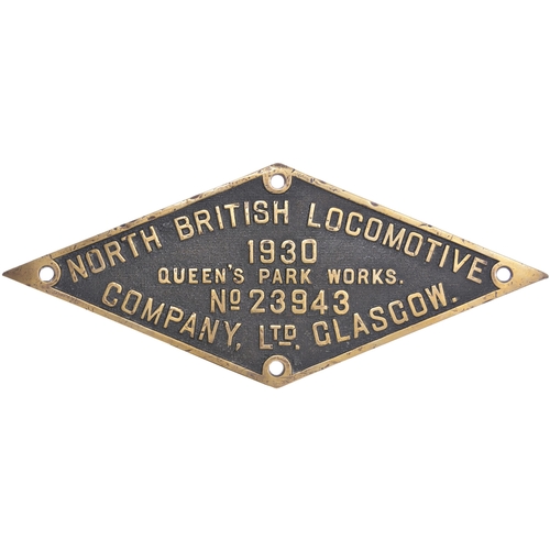 64 - A worksplate, NORTH BRITISH LOCOMOTIVE Co, QUEENS PARK WORKS, 23943, 1930, from a GWR 5700 Class 0-6... 