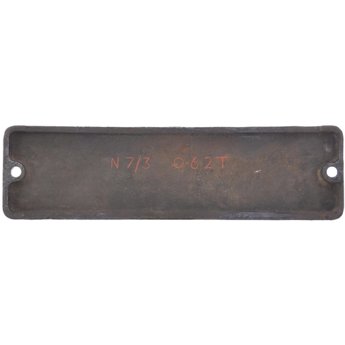 110 - A smokebox numberplate, 69677, from a LNER N7 Class 0-6-2T No 2637 built at Gorton in December 1927,... 