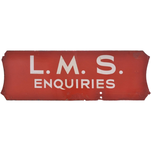 118 - A notice, L.M.S. ENQUIRIES, (flangeless), enamel, 21