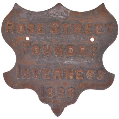 120 - A Highland Railway bridge builders plate, ROSE STREET FOUNDRY, INVERNESS, 1898, from the footbridge ... 