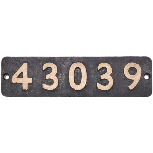 122 - A smokebox numberplate, 43039, from a (LMS) Class  4 2-6-0 built at Horwich in 1949. It spent all it... 