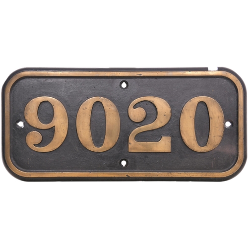 138 - A GWR cabside numberplate, 9020, from a 9000 Earl Class 4-4-0 built in November 1938 using the origi... 