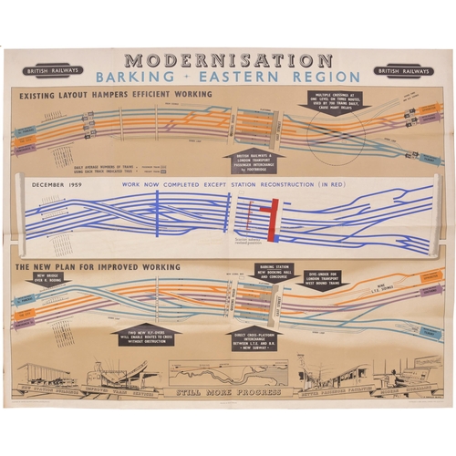 140 - A BR(E) quad royal poster, MODERNISATION, BARKING, EASTERN REGION, by F. Donald Blake, illustrated t... 